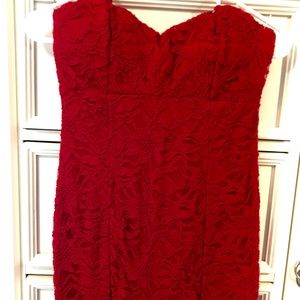 Strapless Red Lace Dress